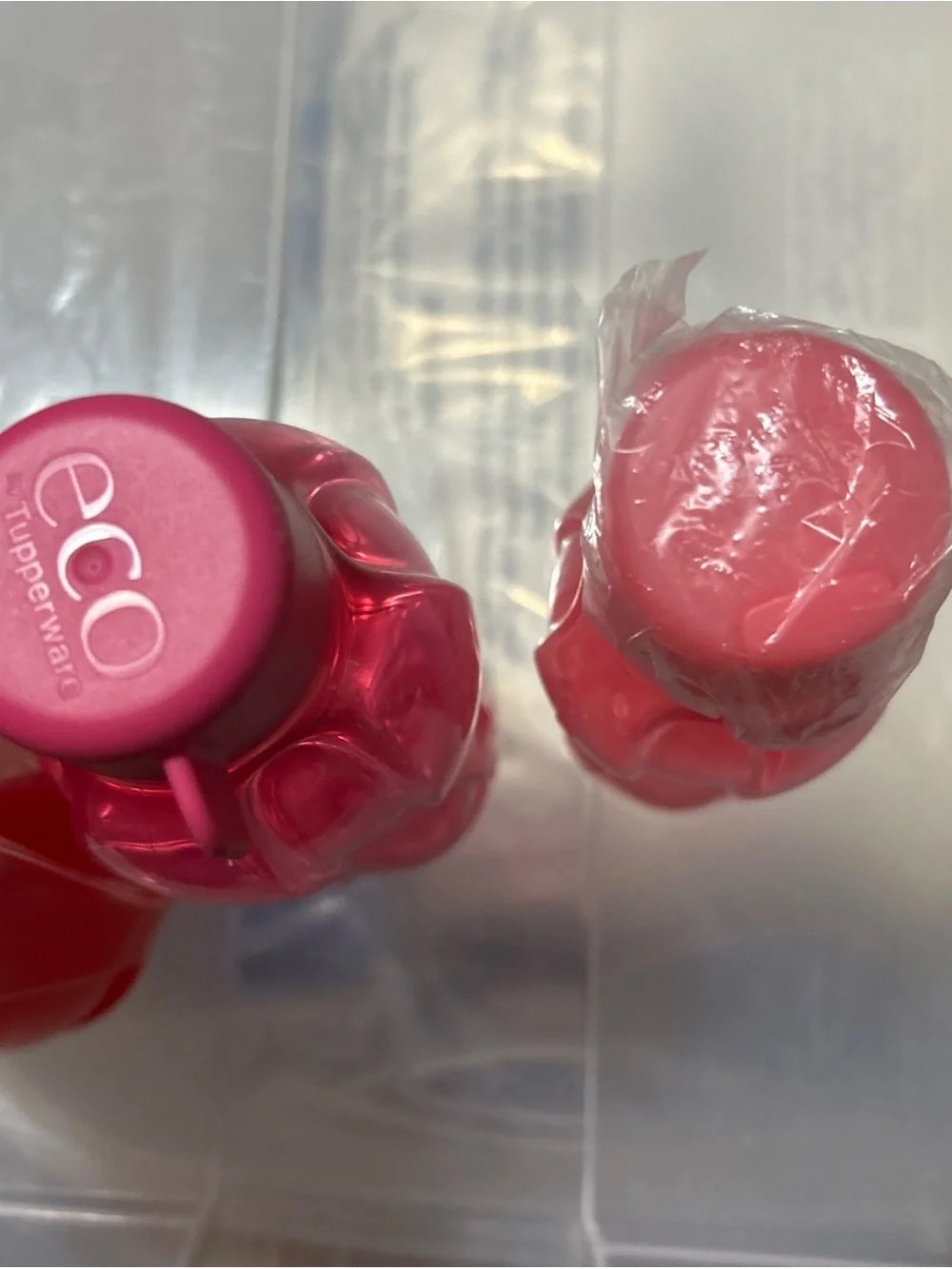 Tupperware Red and Pink Water Bottles Set
